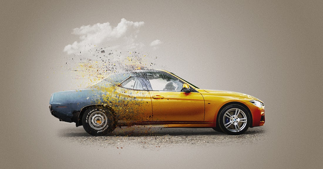 Make a Car Advertisement Poster Manipulation Concept in