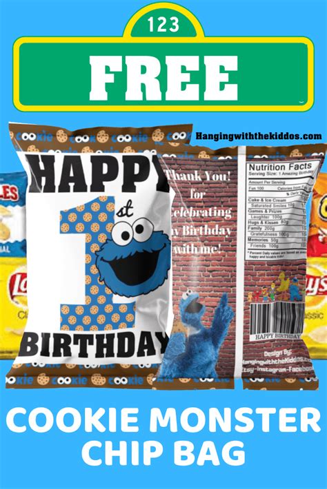 Cookie Monster Chip Bag&nbsp;Template