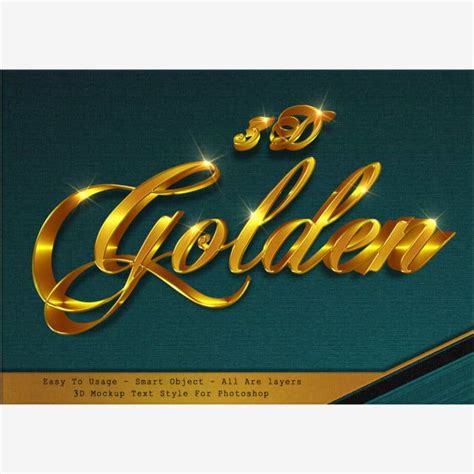 3D Gold Text Mockup Free Download