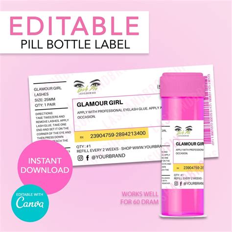 Pill Bottle Lash Label Template