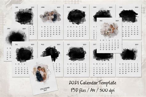 Calendar Photoshop Template 2021